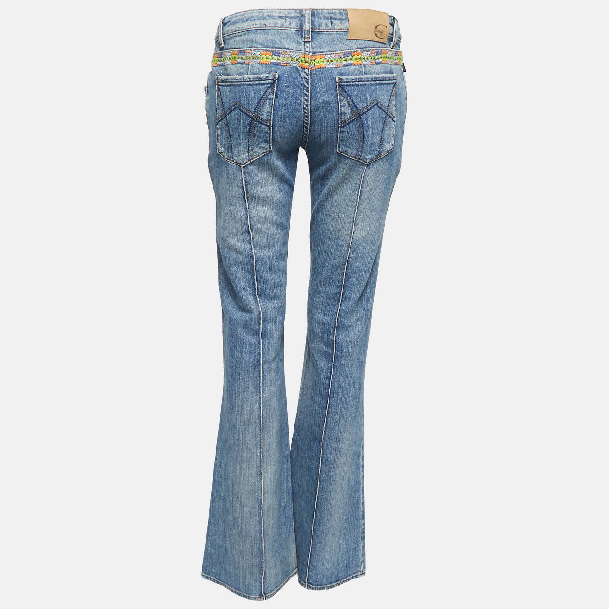 

Just Cavalli Blue Embroidered Denim High Rise Flared Jeans  Waist 29