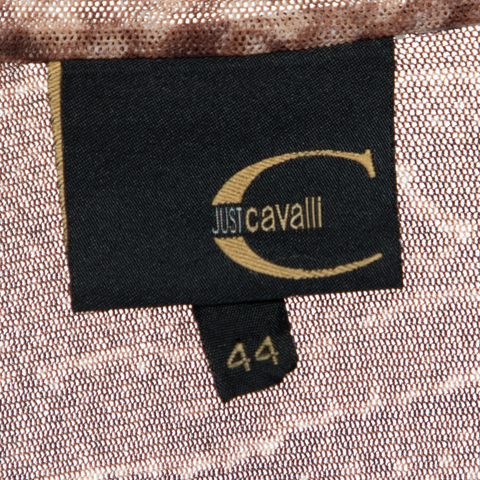 Just Cavalli Burgundy Animal Printed Mesh Knit Top M