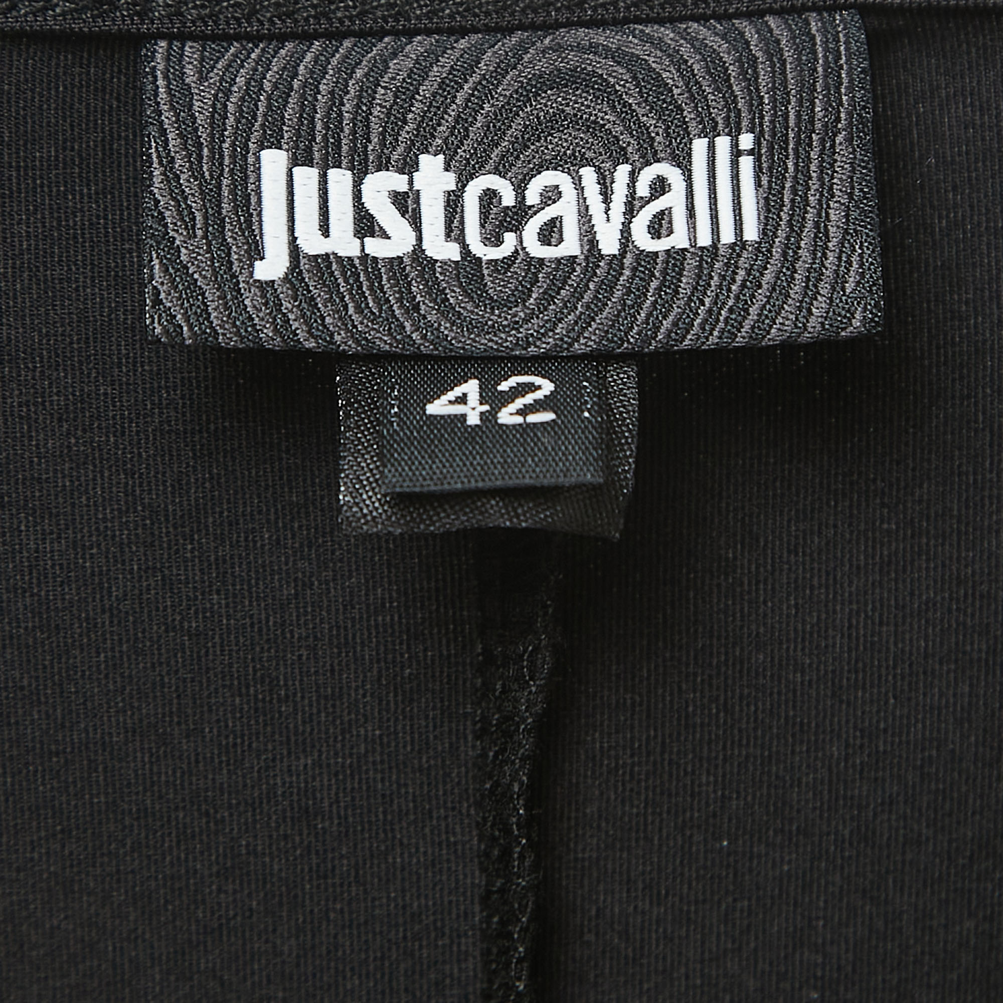 Just Cavalli Black/Orange Animal Print Knit Mini Dress M