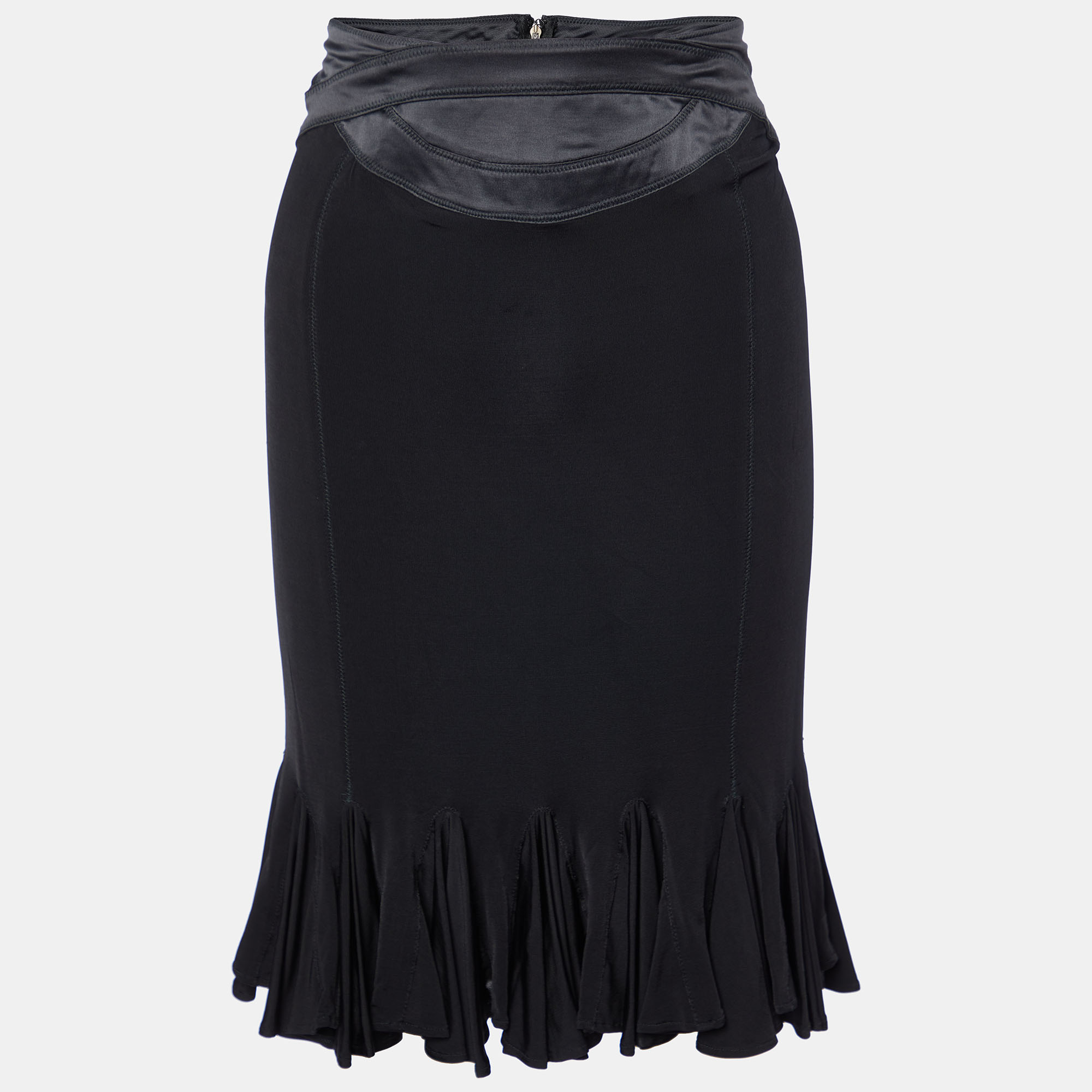 Just Cavalli Black Jersey & Satin Detail Mini Skirt M