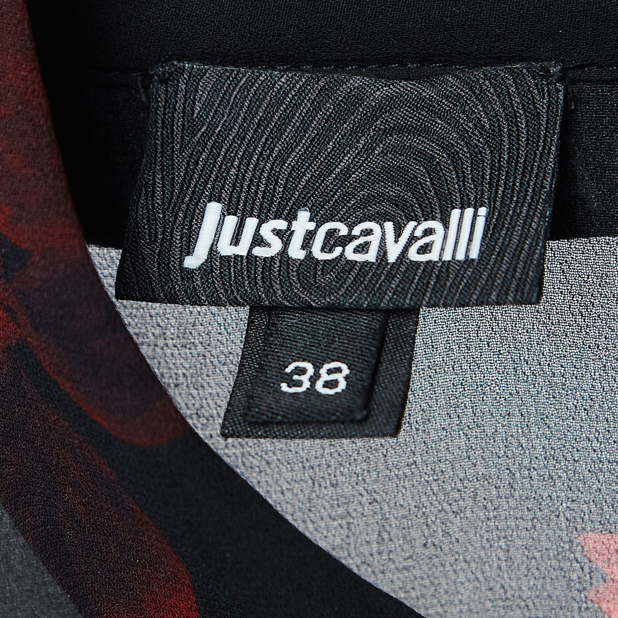Just Cavalli Black Floral Print Georgette Button Front Shirt S