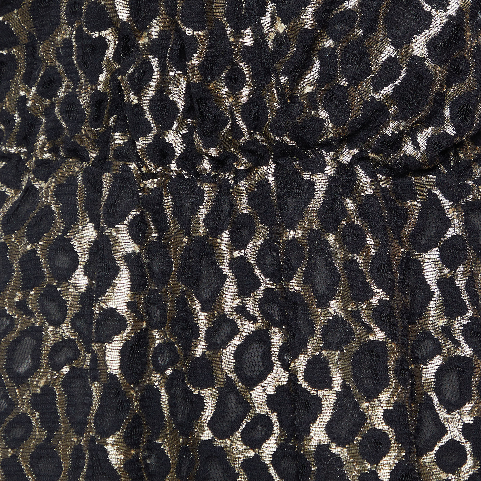 Just Cavalli Black Leopard Lace Ruffle Dress M