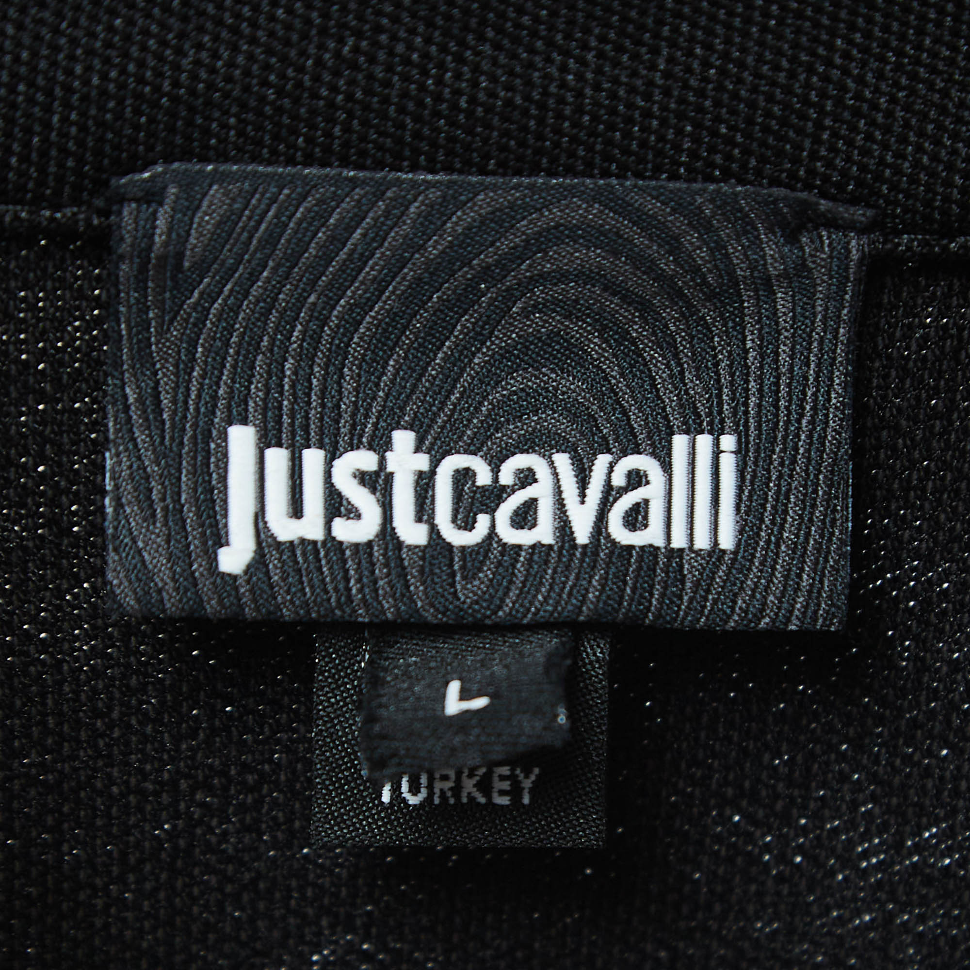 Just Cavalli Black Knit Logo Detail Zip Front Sweatshirt L