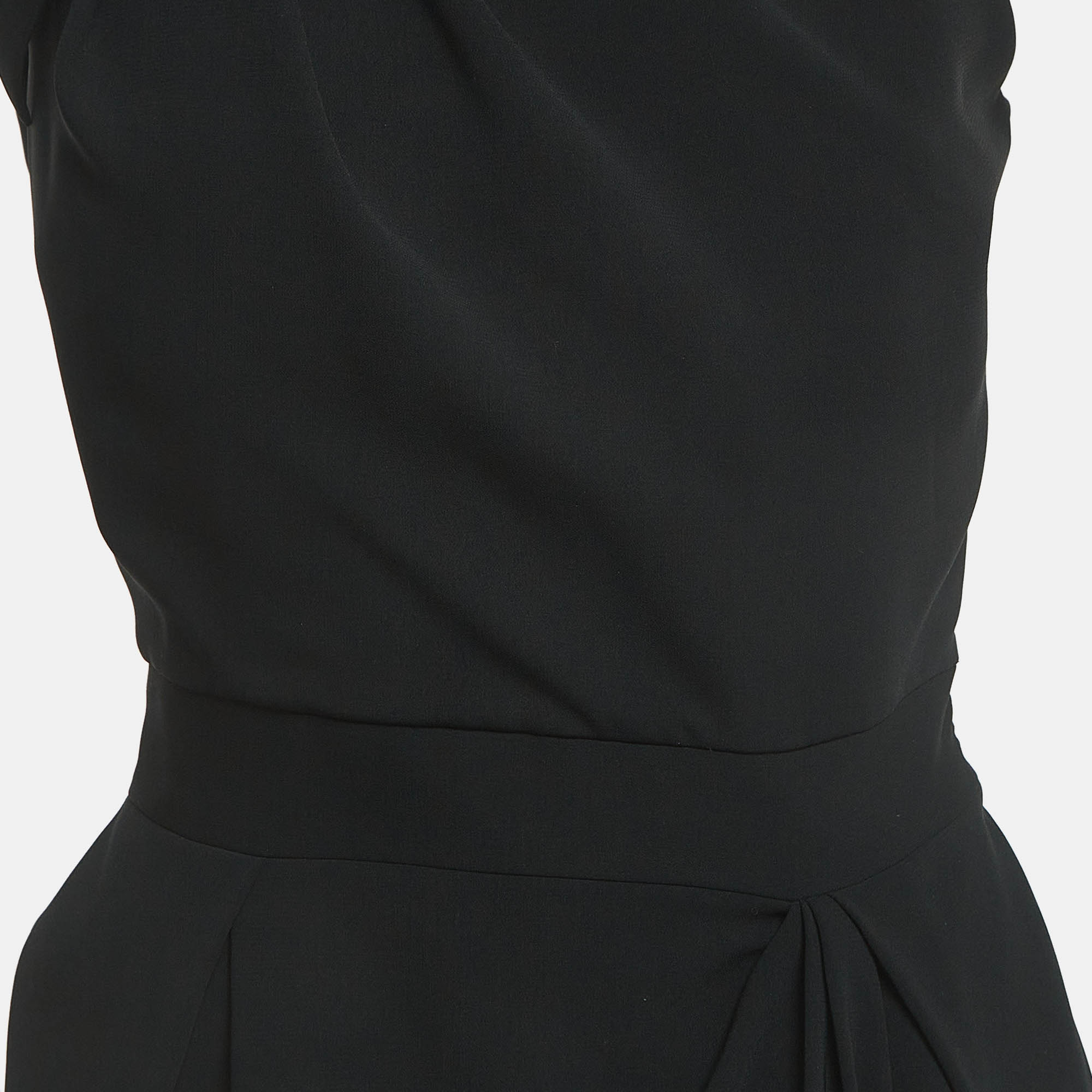 Just Cavalli Black Crepe One-Shoulder Pleated Mini Dress M