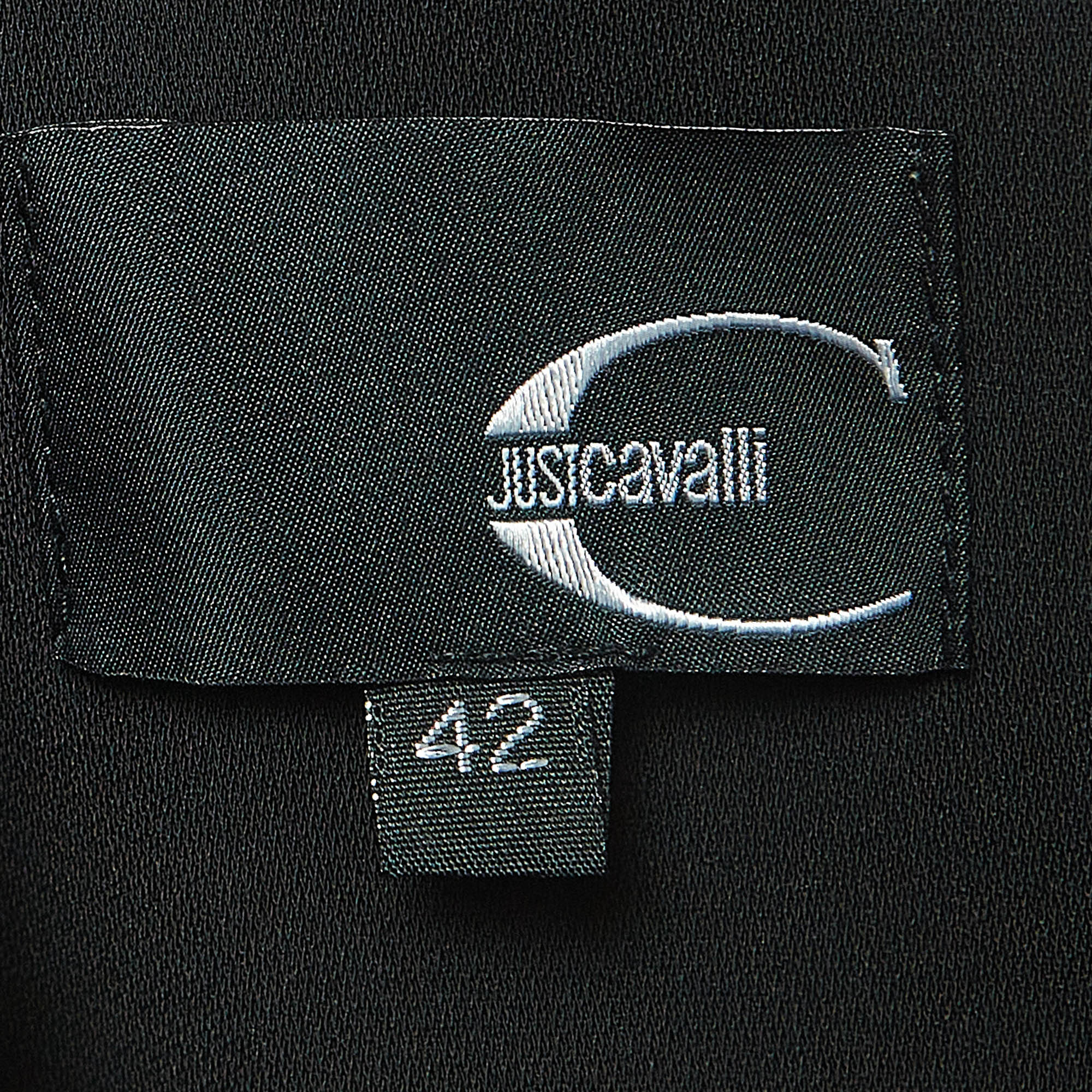 Just Cavalli Black Crepe One-Shoulder Pleated Mini Dress M