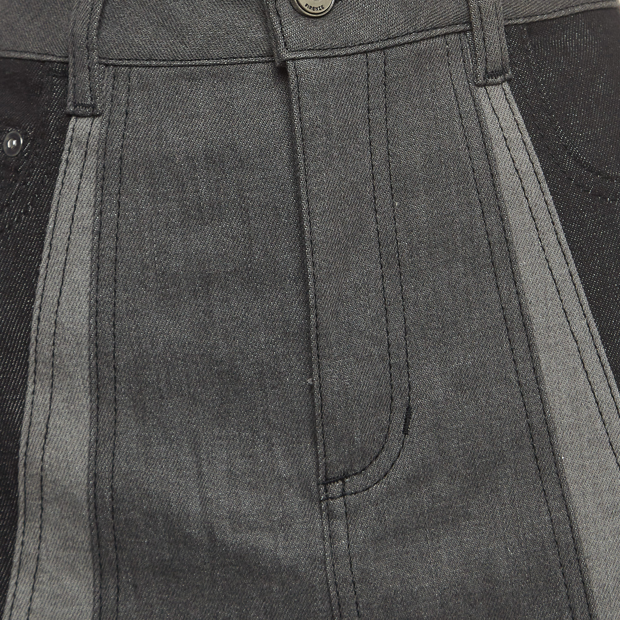 Just Cavalli Grey Denim Paneled Mini Skirt M