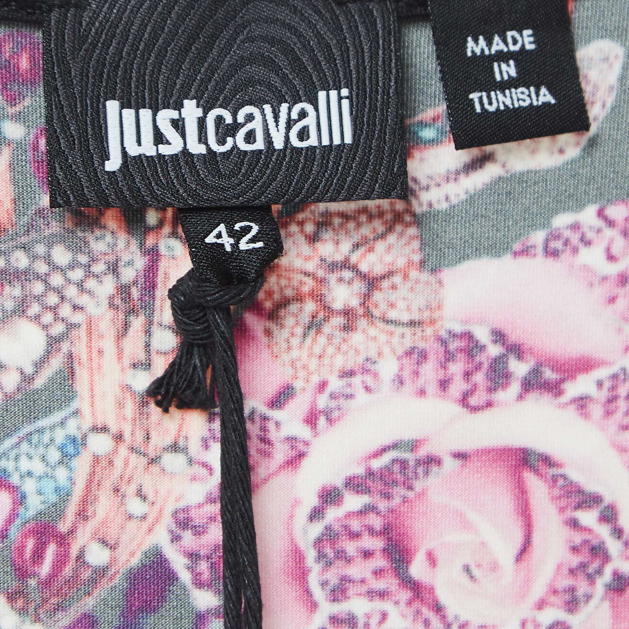 Just Cavalli Multicolor Print Stretch Knit Mini Dress M