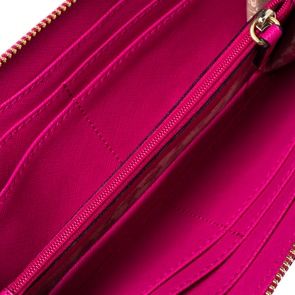 

Karl Lagerfeld Pink Leather K/Ikonik Zip Around Wallet