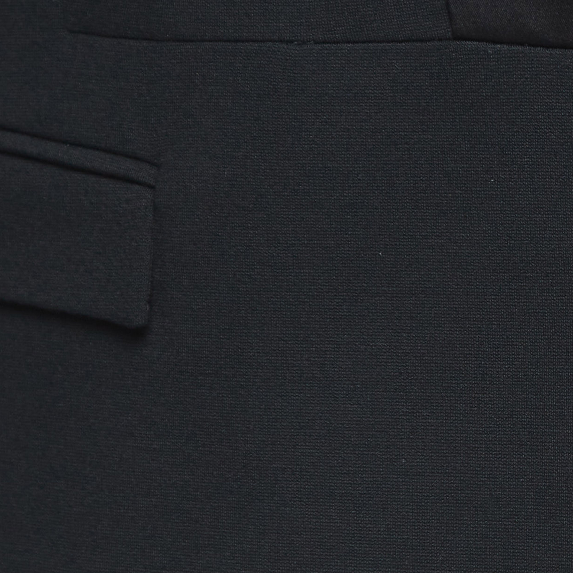 Karl Lagerfeld Black Knit Satin Panel Single Breasted Blazer M