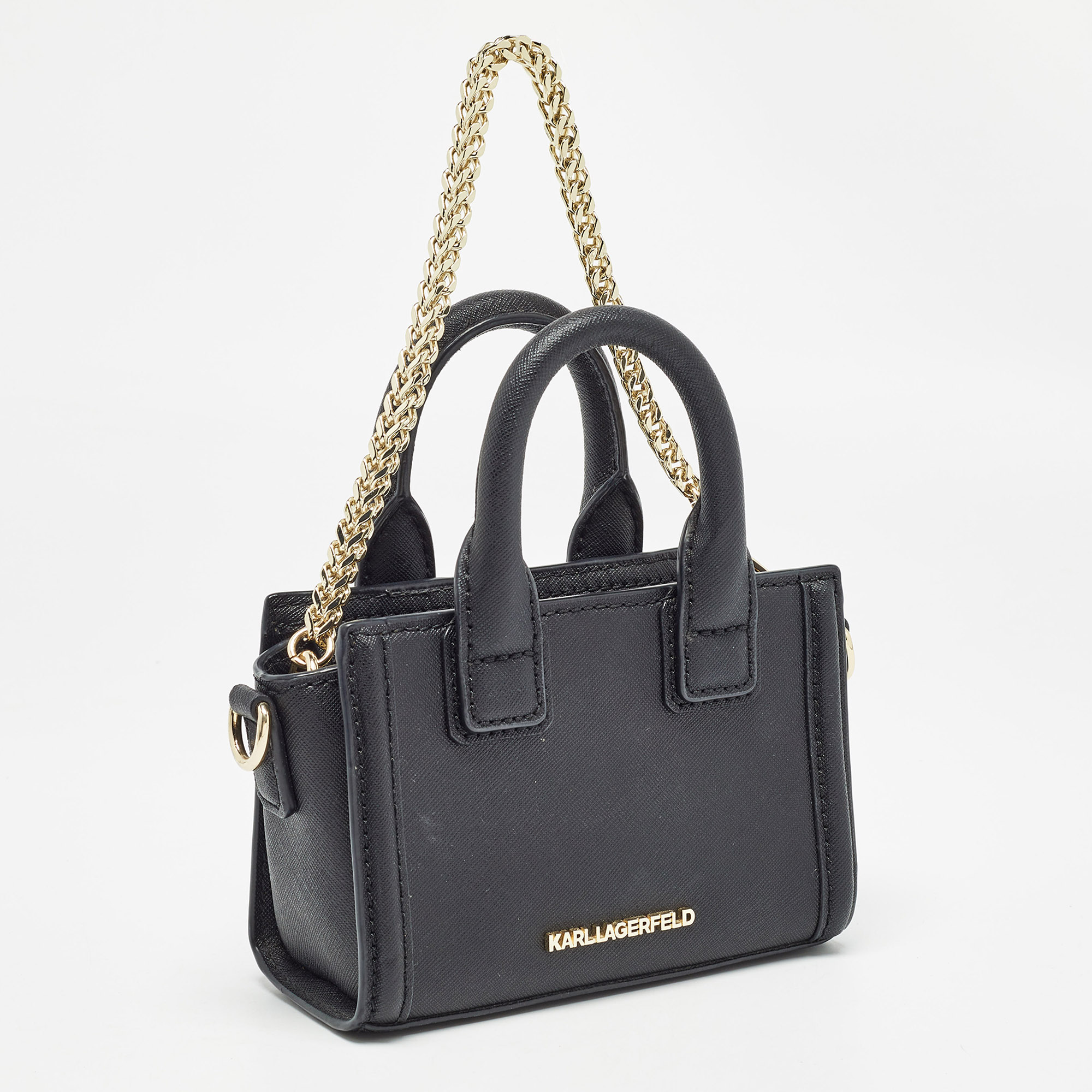 Karl Lagerfeld Black Saffiano Leather Micro K KLASSIK Tote