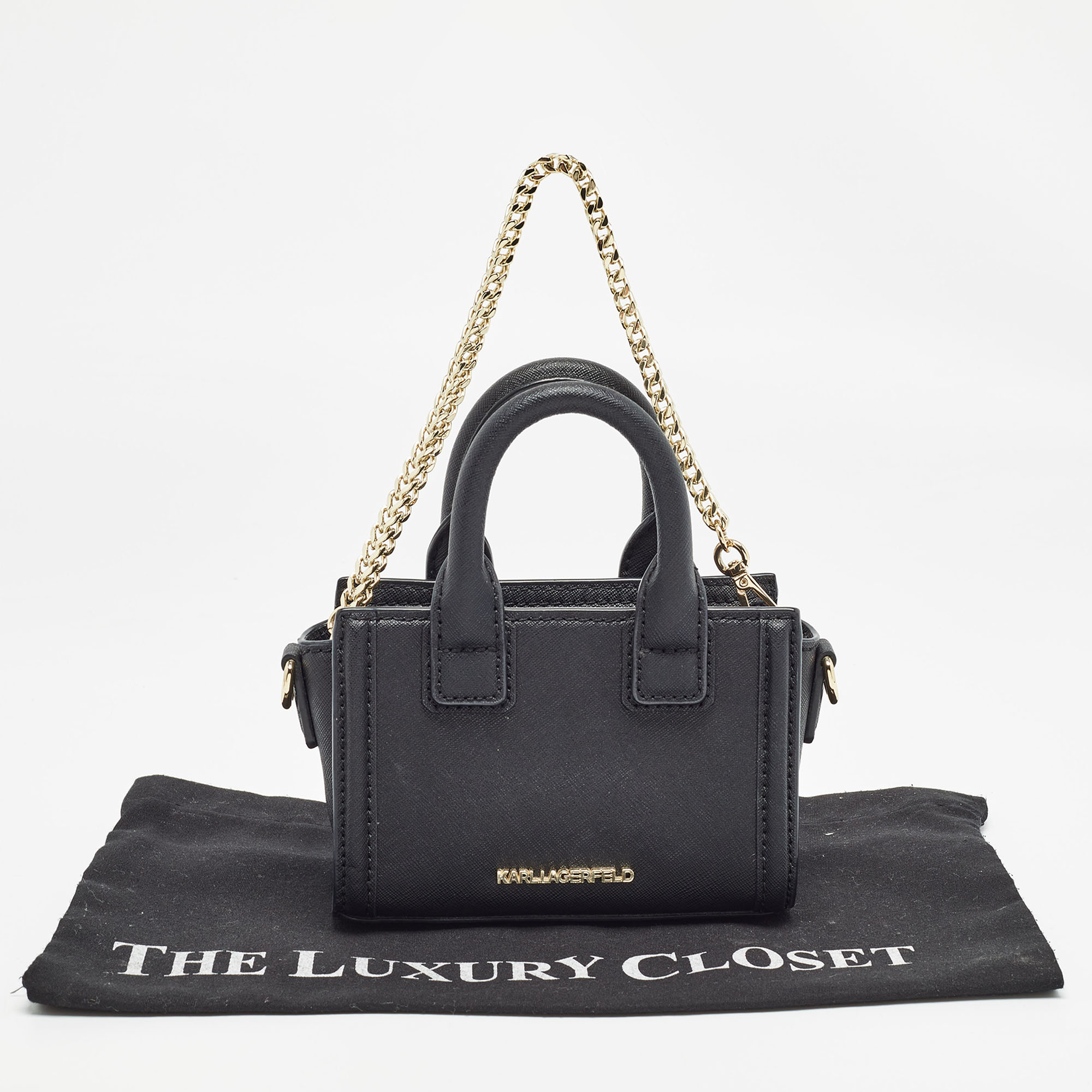 Karl Lagerfeld Black Saffiano Leather Micro K KLASSIK Tote