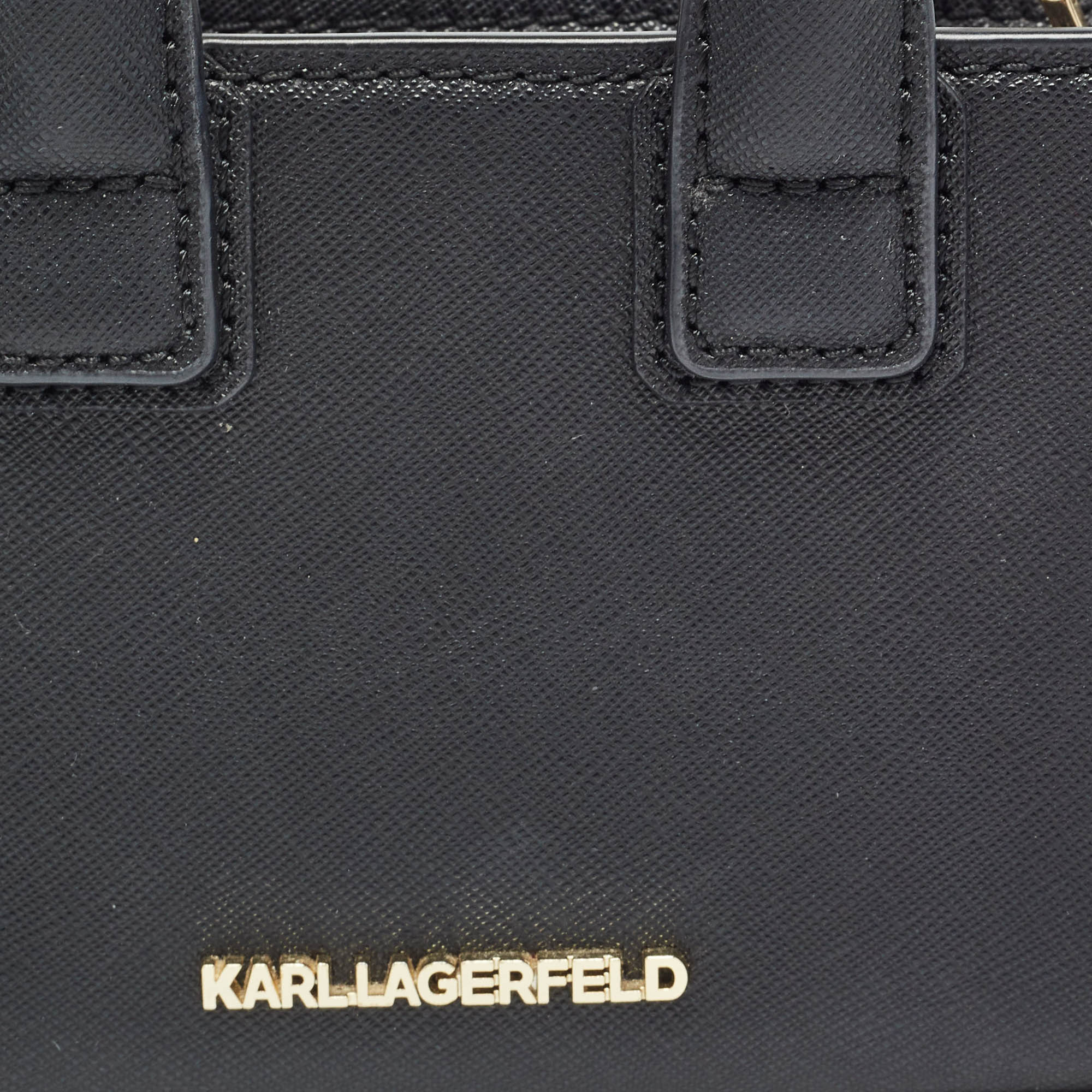 Karl Lagerfeld Black Saffiano Leather Micro K KLASSIK Tote