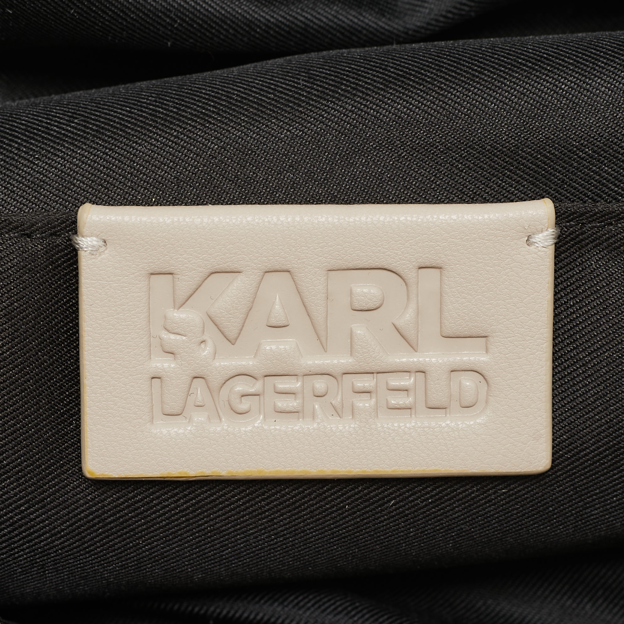 Karl Lagerfeld Beige Quilted Leather K/Kushion Fold Over Bag