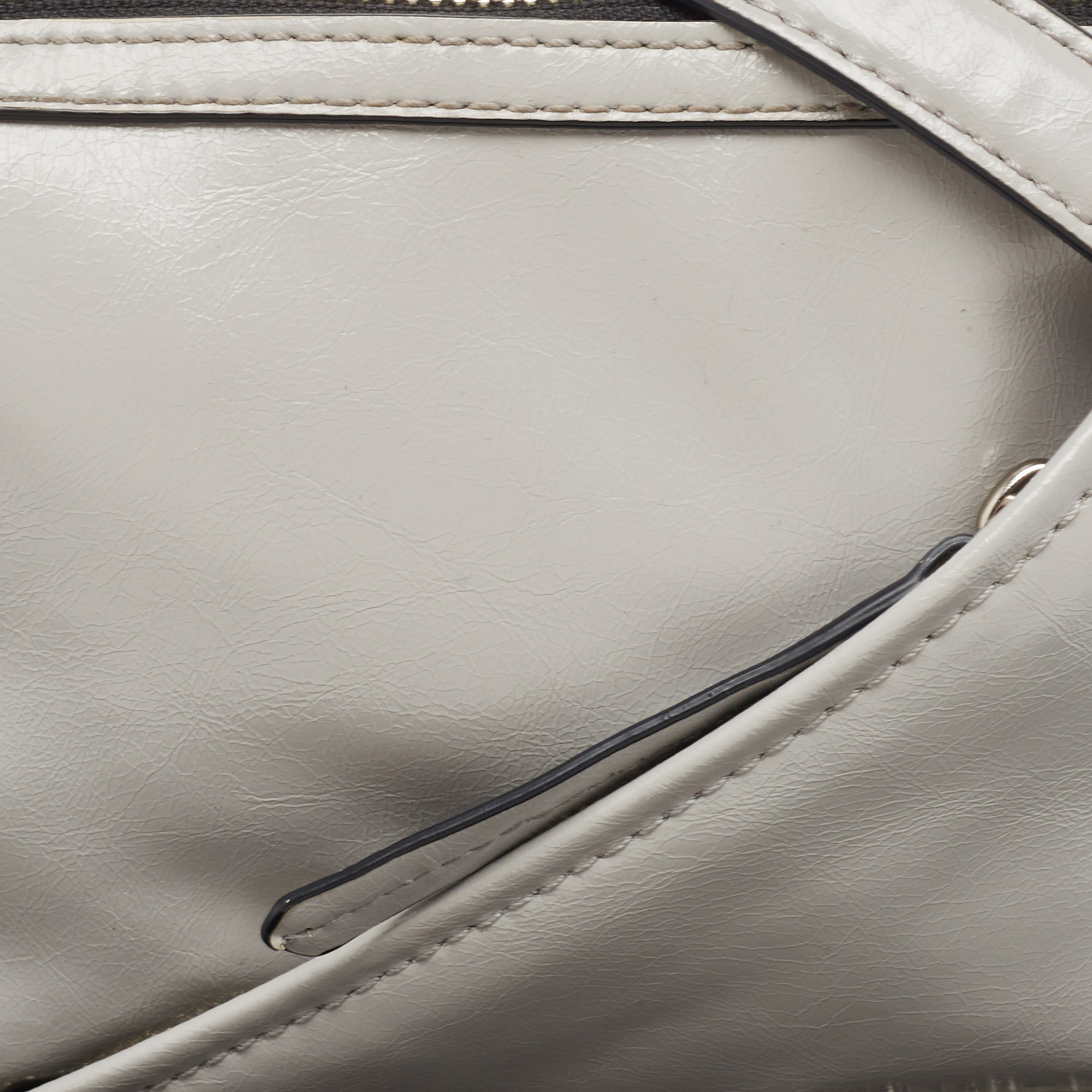 Karl Lagerfeld Grey Leather Front Zip Crossbody Bag