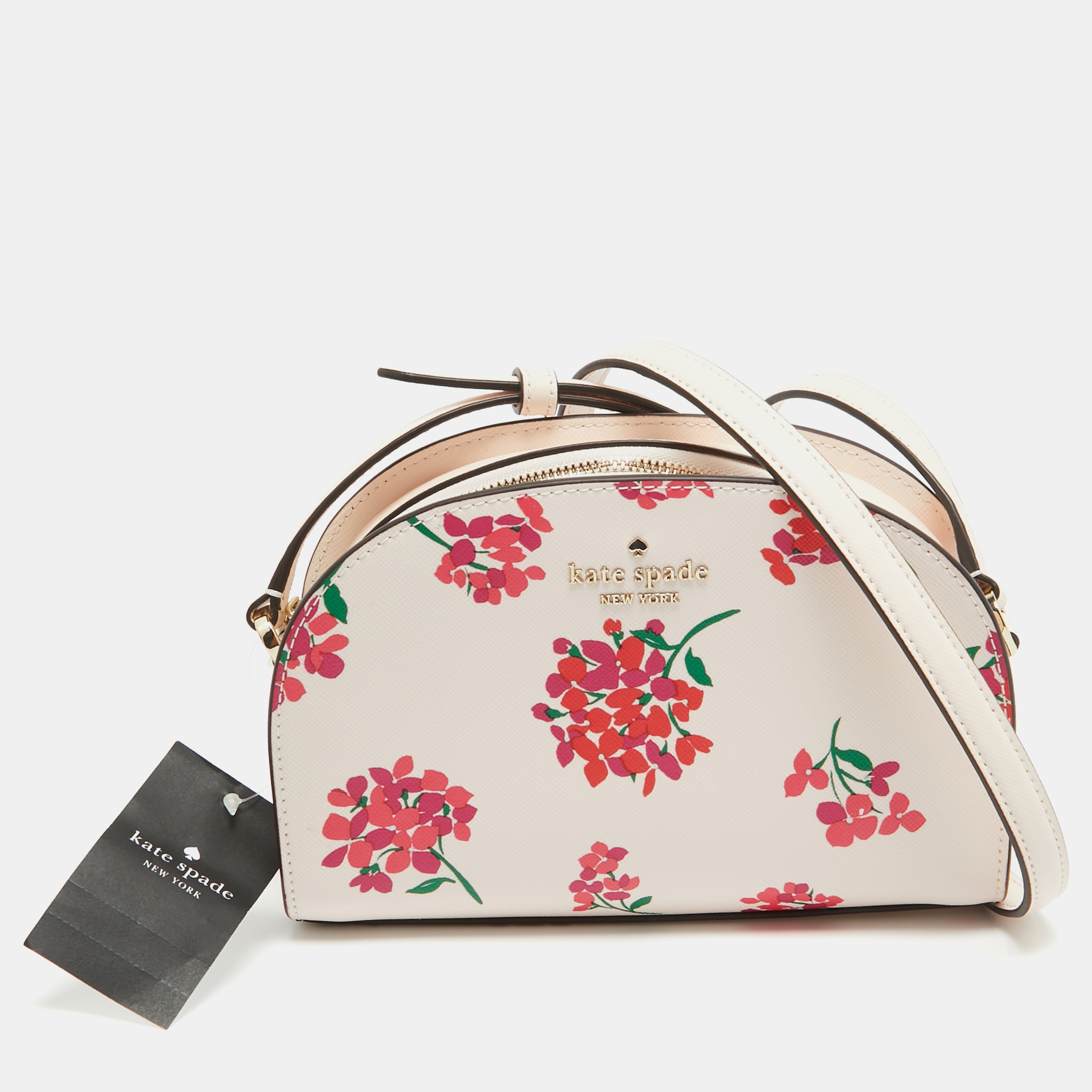 Kate spade multicolor floral print leather perry dome crossbody bag