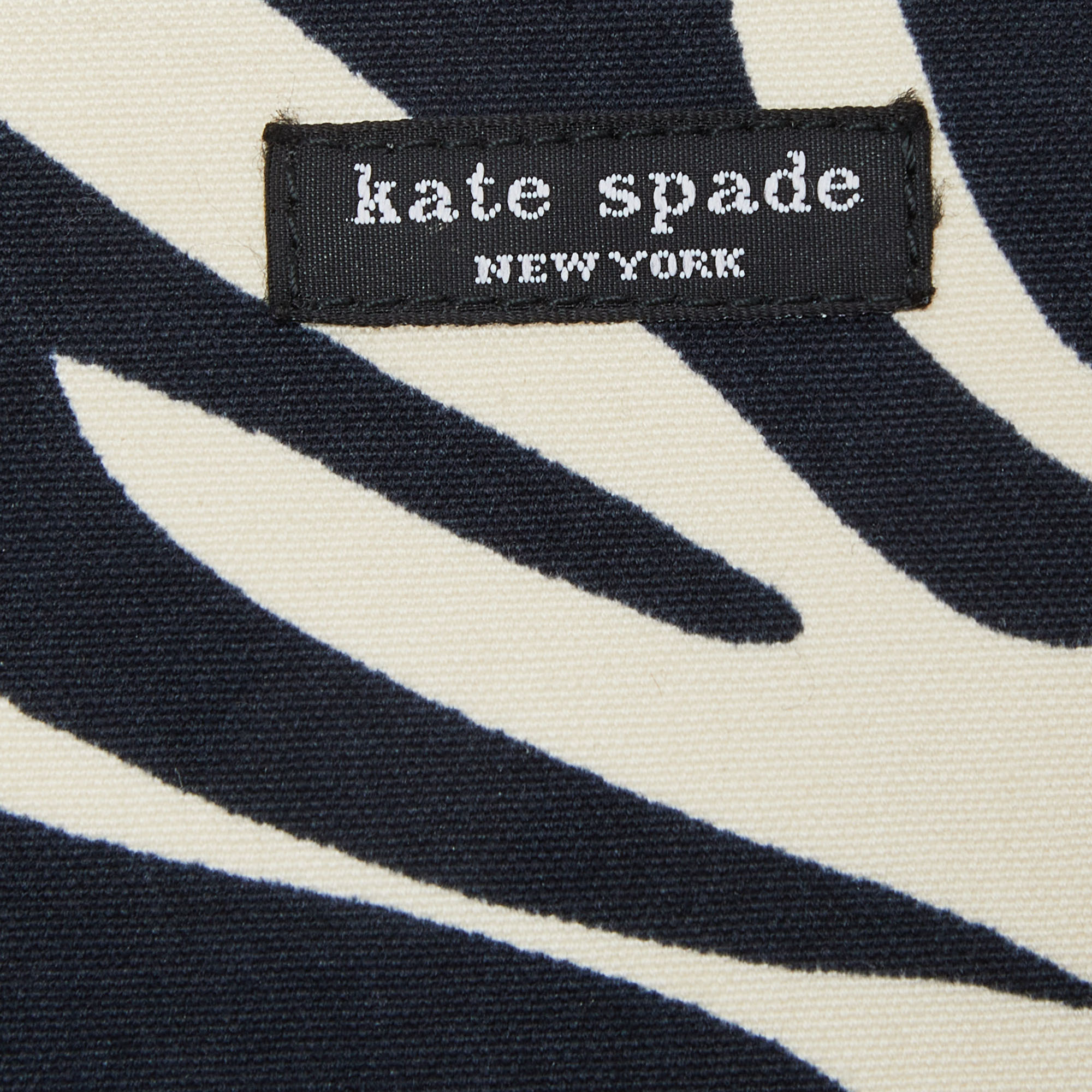 Kate Spade Black/White Hibiscus Printed Canvas Tote