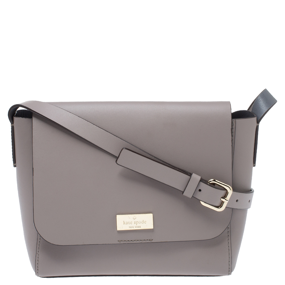 Image of Kate Spade Pale Lilac Leather Logo Plague Flap Shoulder Bag