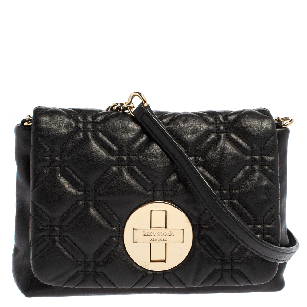 Image of Kate Spade Black Quilted Leather Astor Court Cynthia Shoulder Bag