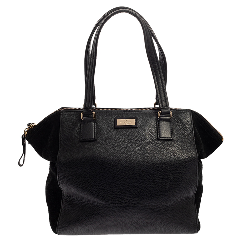 Kate Spade Black Leather and Suede Magnolia Park Ollie Tote