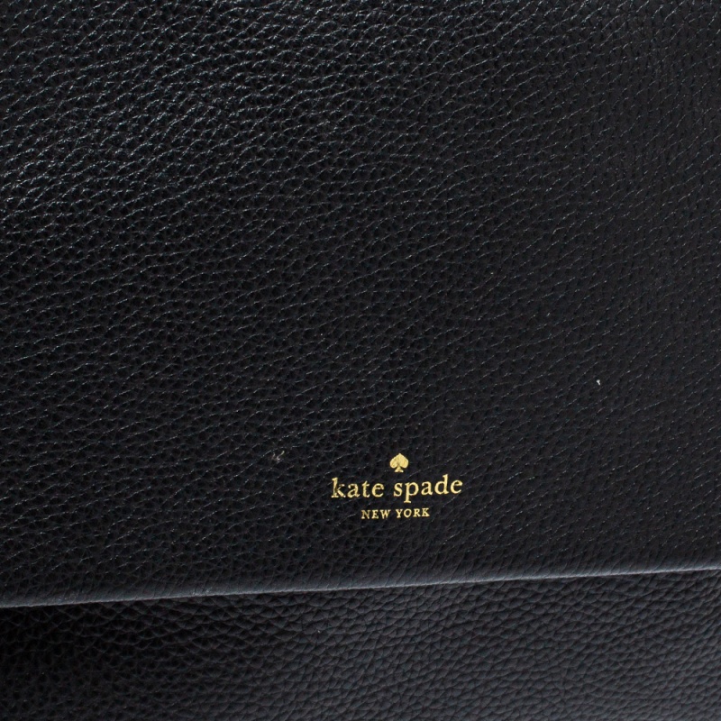 Kate Spade Black Leather Flap Satchel