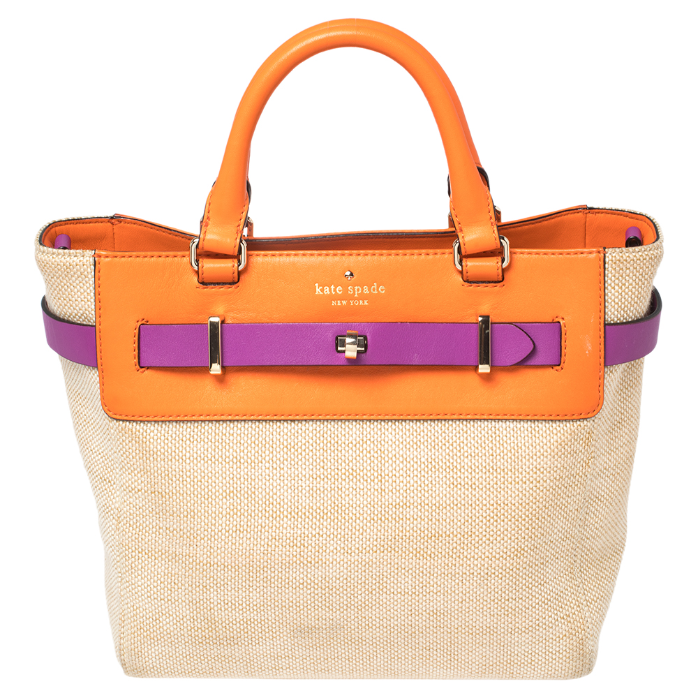 Kate Spade Multicolor Leather And Canvas Bourbon Street Tote