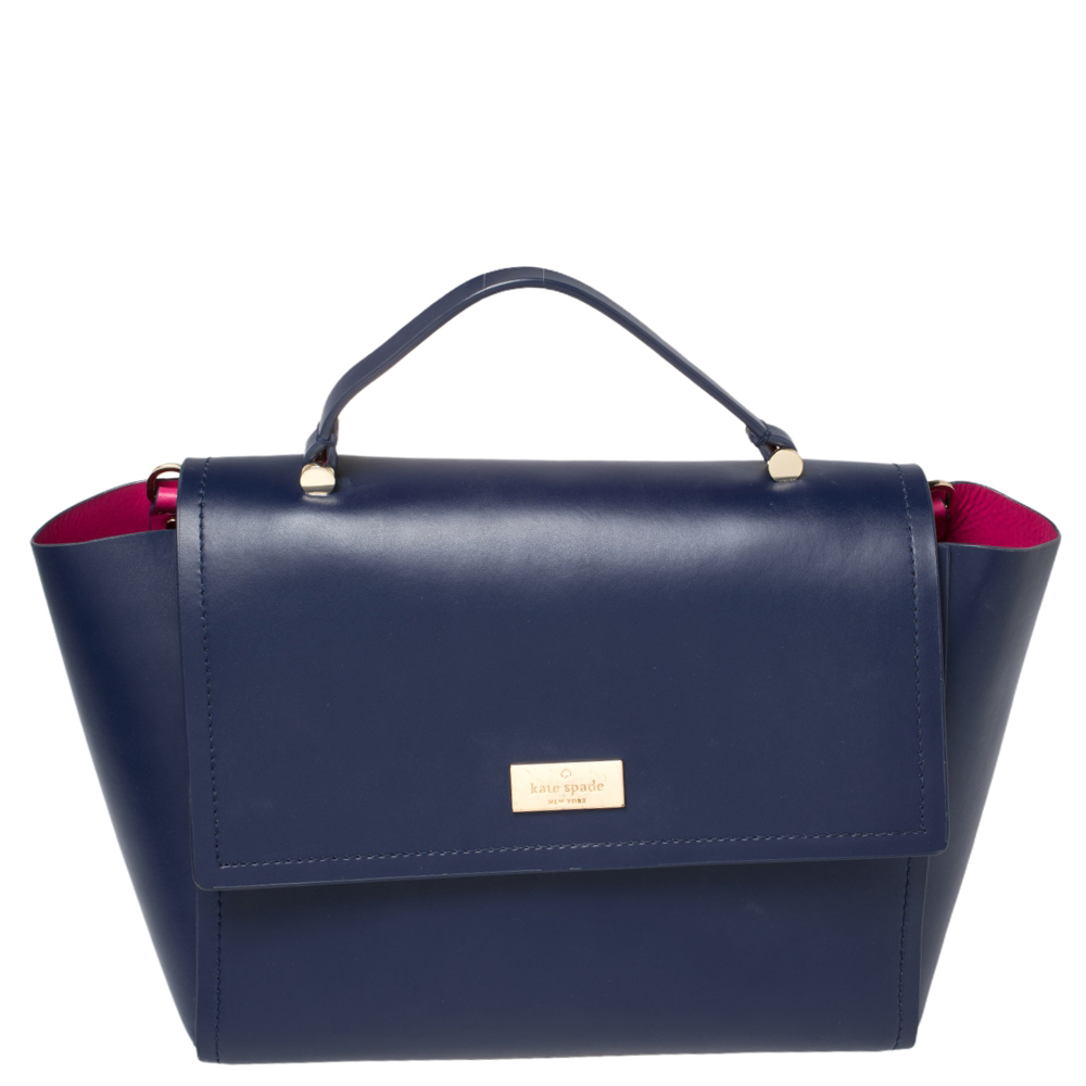 Kate Spade Blue Leather Brynlee Top Handled Bag
