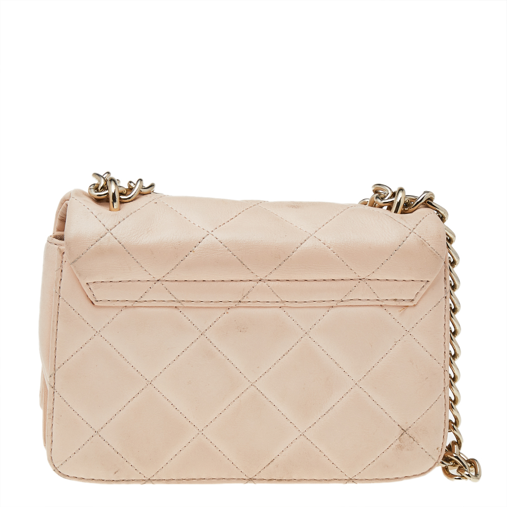 Kate Spade Beige Quilted Leather Mini Emerson Place Vivenna Shoulder Bag