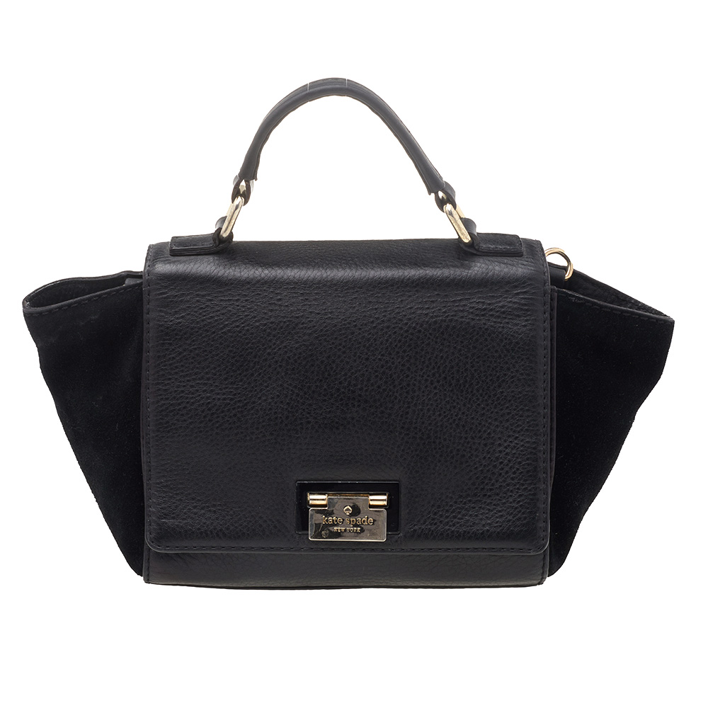 Kate Spade Black Leather And Suede Magnolia Park Top Handle Bag