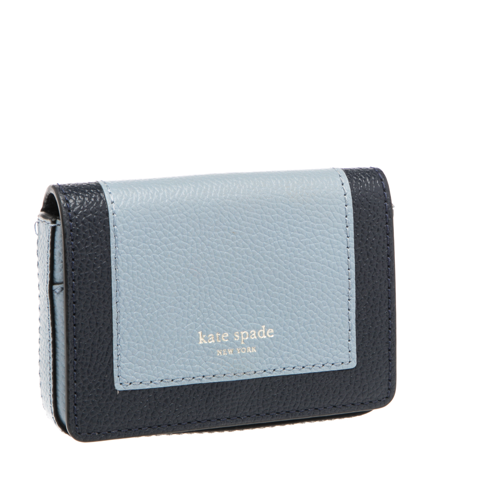 Kate Spade Two Tone Blue Leather Margaux Card Case