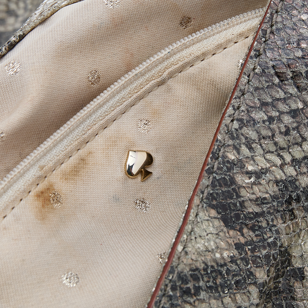 Kate Spade Metallic Two Tone Python Embossed Leather Top Handle Bag