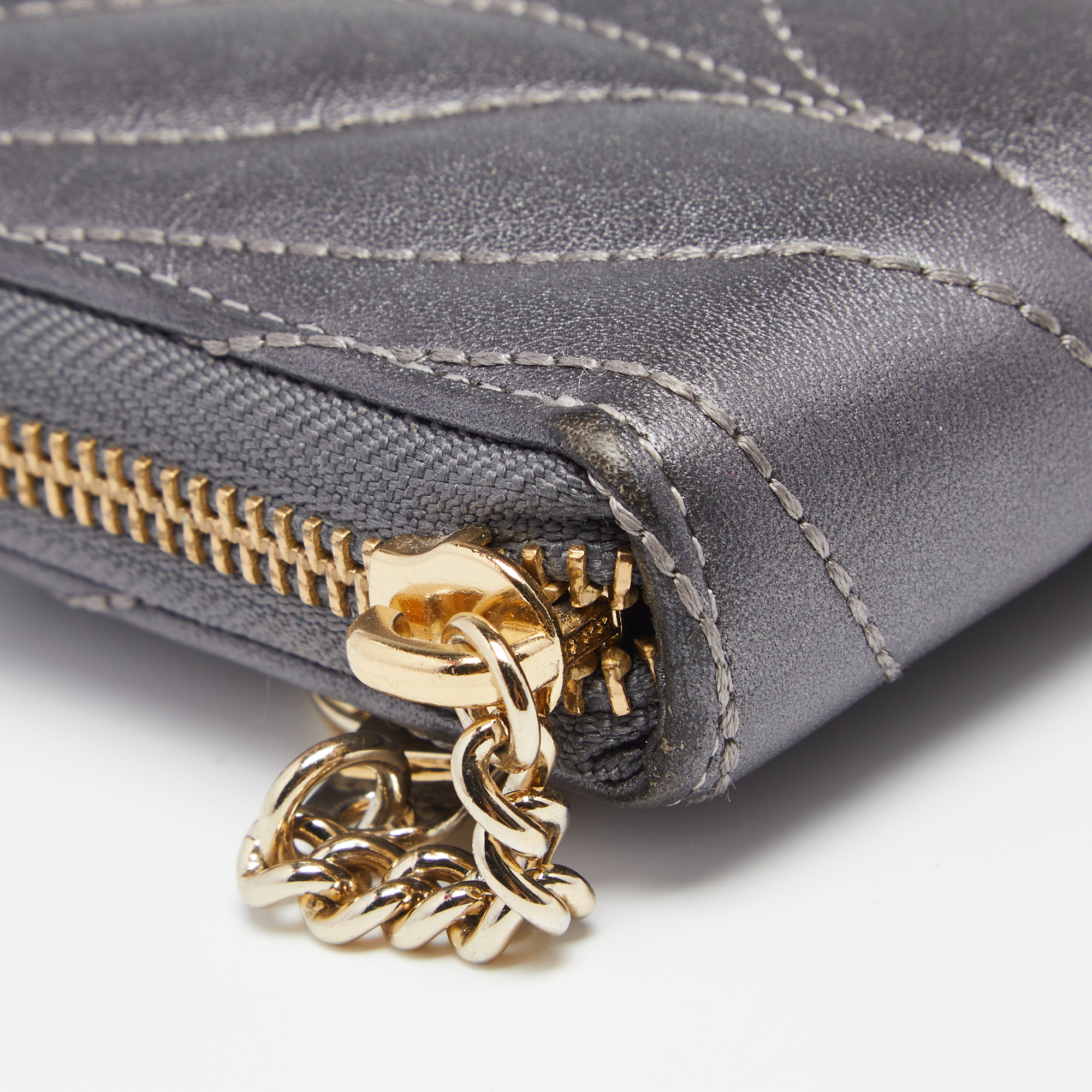Kate Spade Grey Briar Lane Quilted Leather Neda Zip Around Wallet