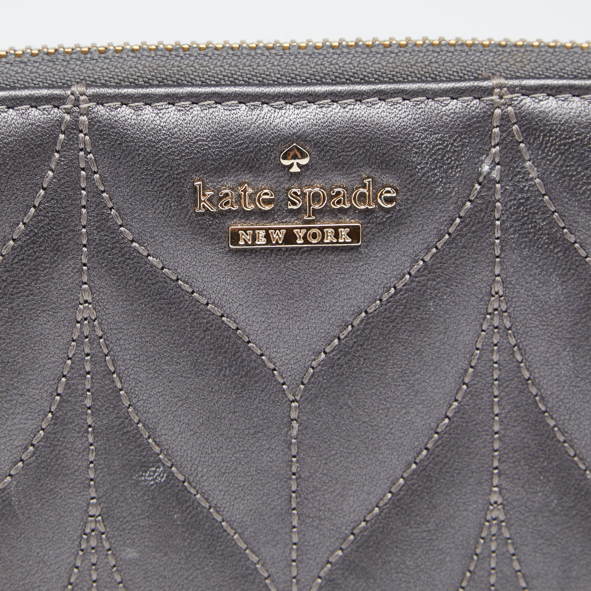 Kate Spade Grey Briar Lane Quilted Leather Neda Zip Around Wallet