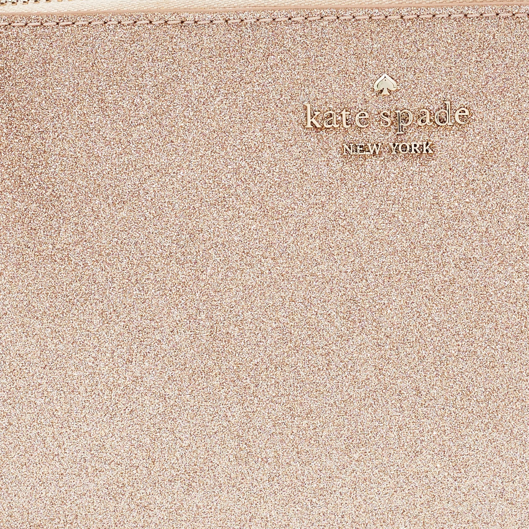 Kate Spade Rose Gold/Pink Glitter And Leather Shoulder Bag