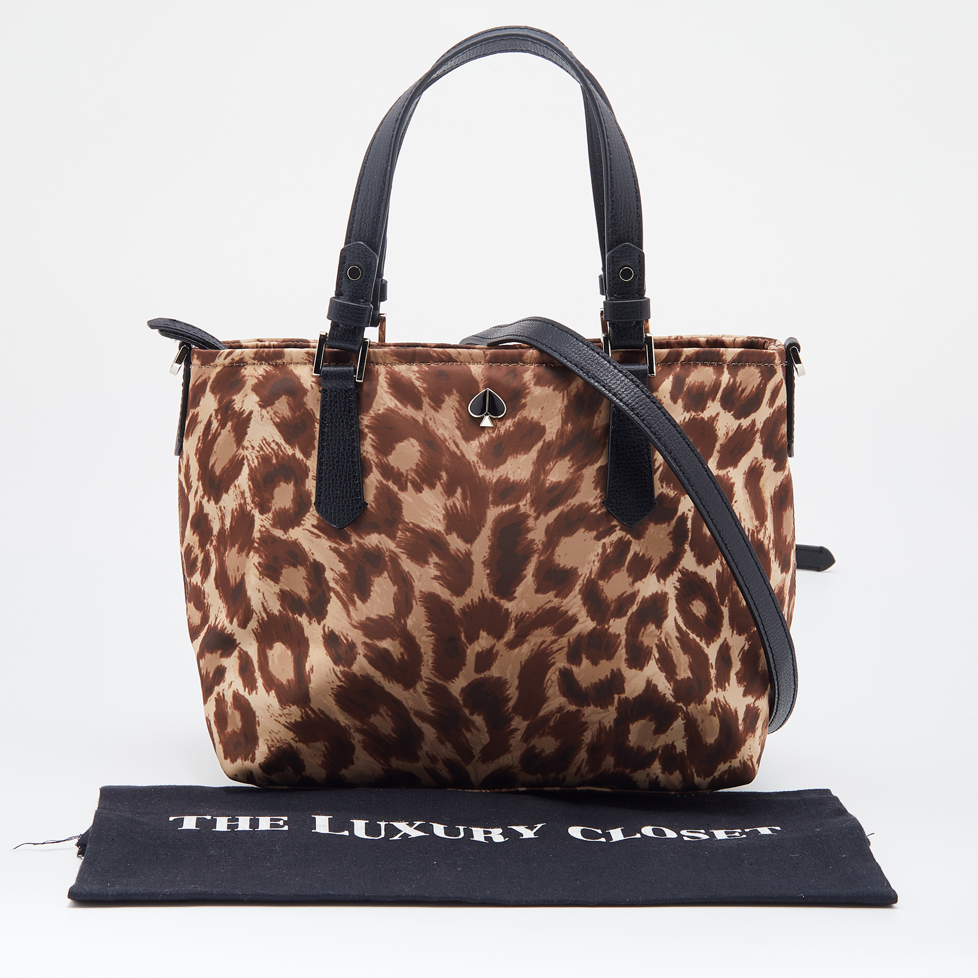 Kate Spade Brown/Black Animal Print Fabric And Leather Tote