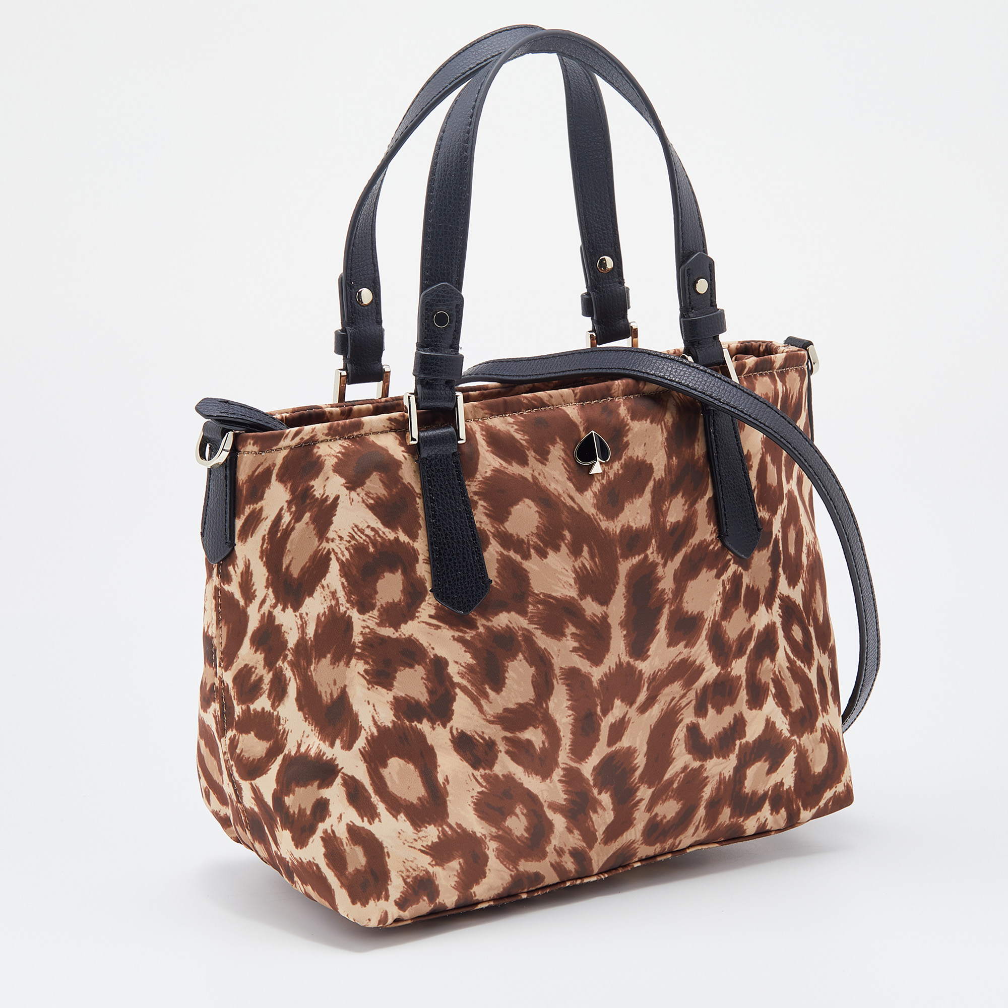 Kate Spade Brown/Black Animal Print Fabric And Leather Tote