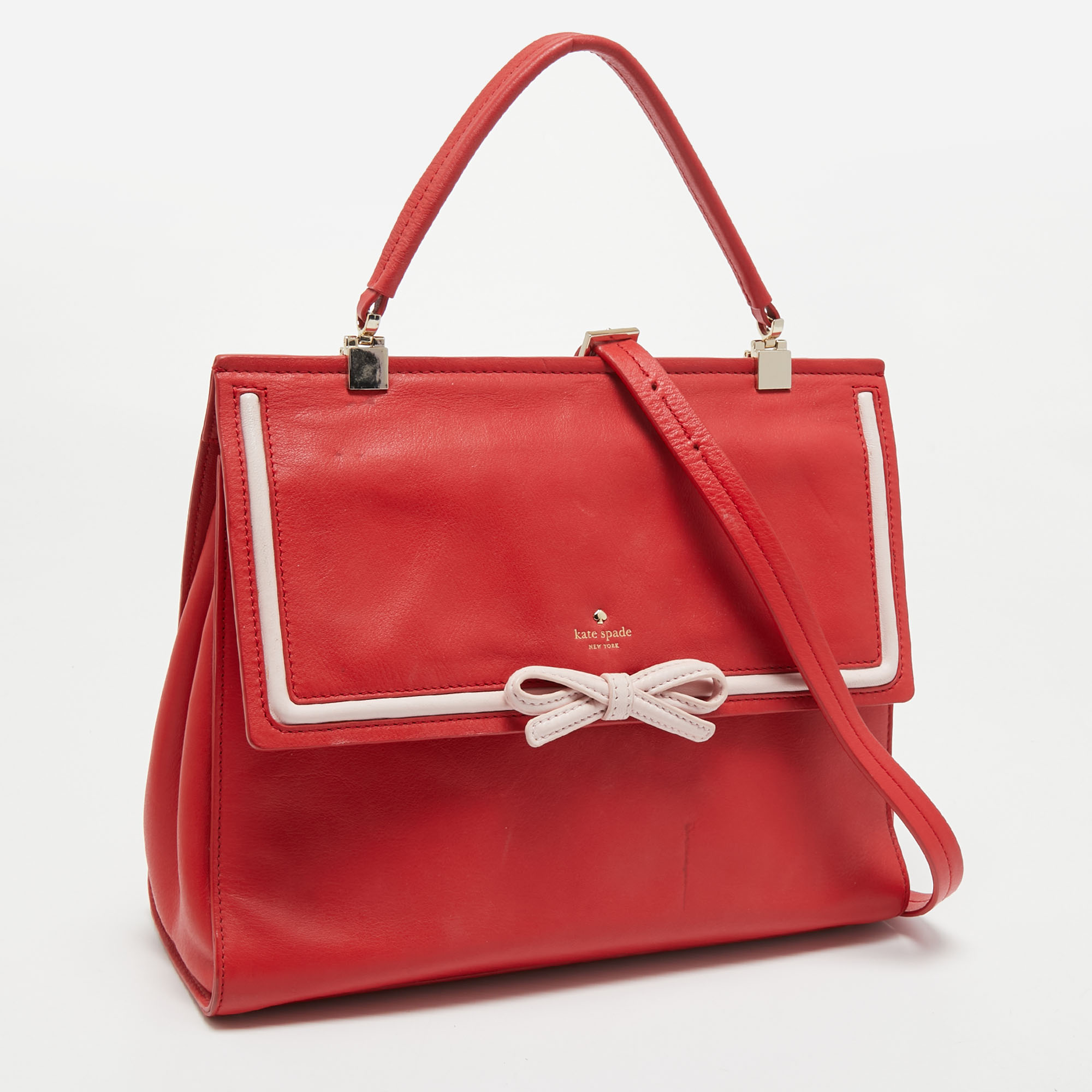Kate Spade Red Leather Flap Top Handle Bag