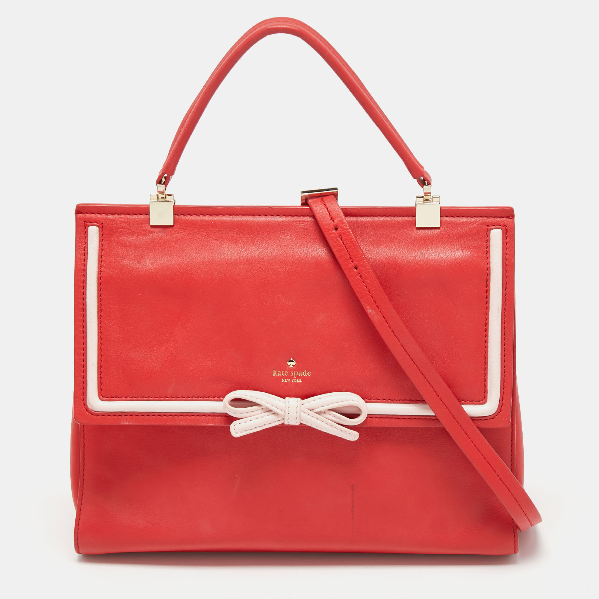 Kate Spade Red Leather Flap Top Handle Bag