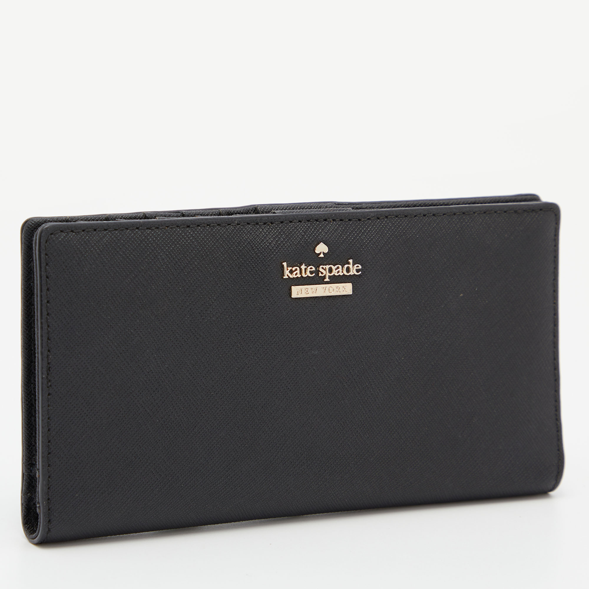 Kate Spade Black Leather Bifold Flap Wallet