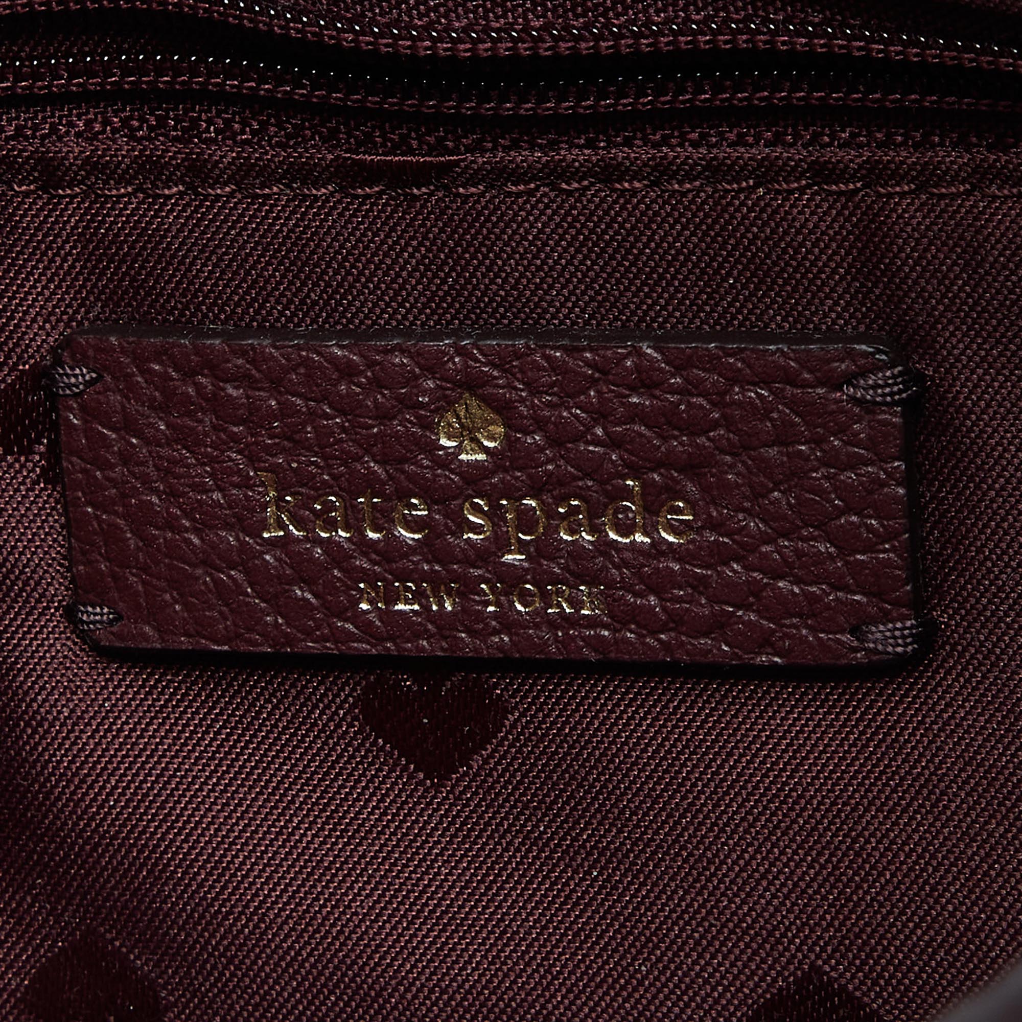 Kate Spade Burgundy Leather Leila North South Crossbody Bag