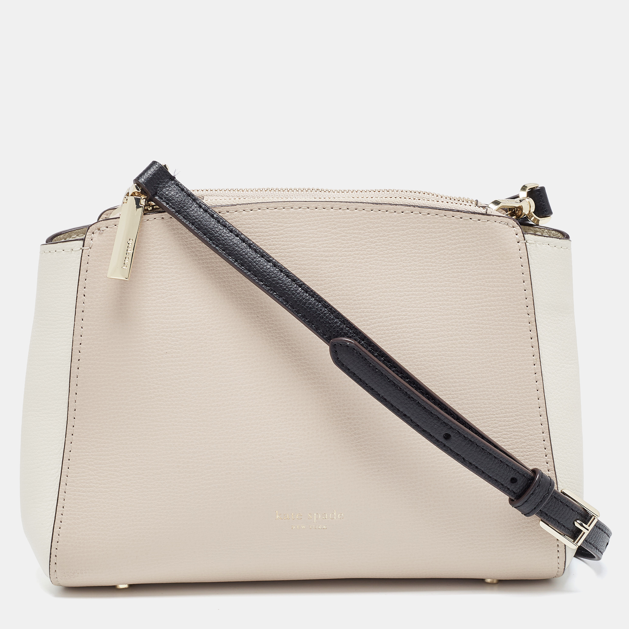 Kate Spade Tri Color Leather Double Zip Crossbody Bag