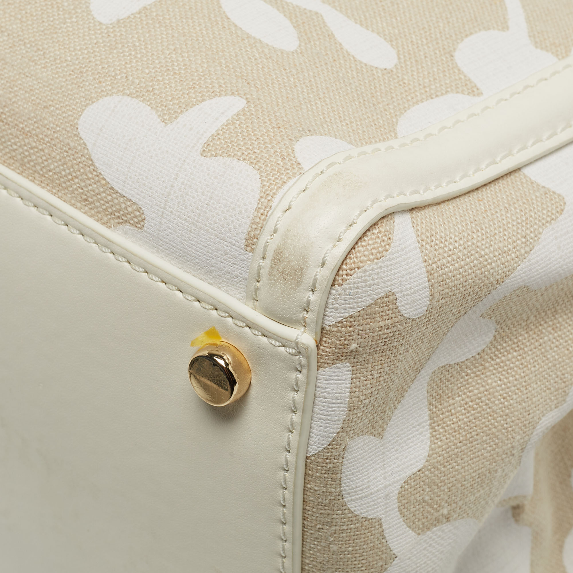 Kate Spade Off White/Beige Canvas And Leather Duncan Satchel