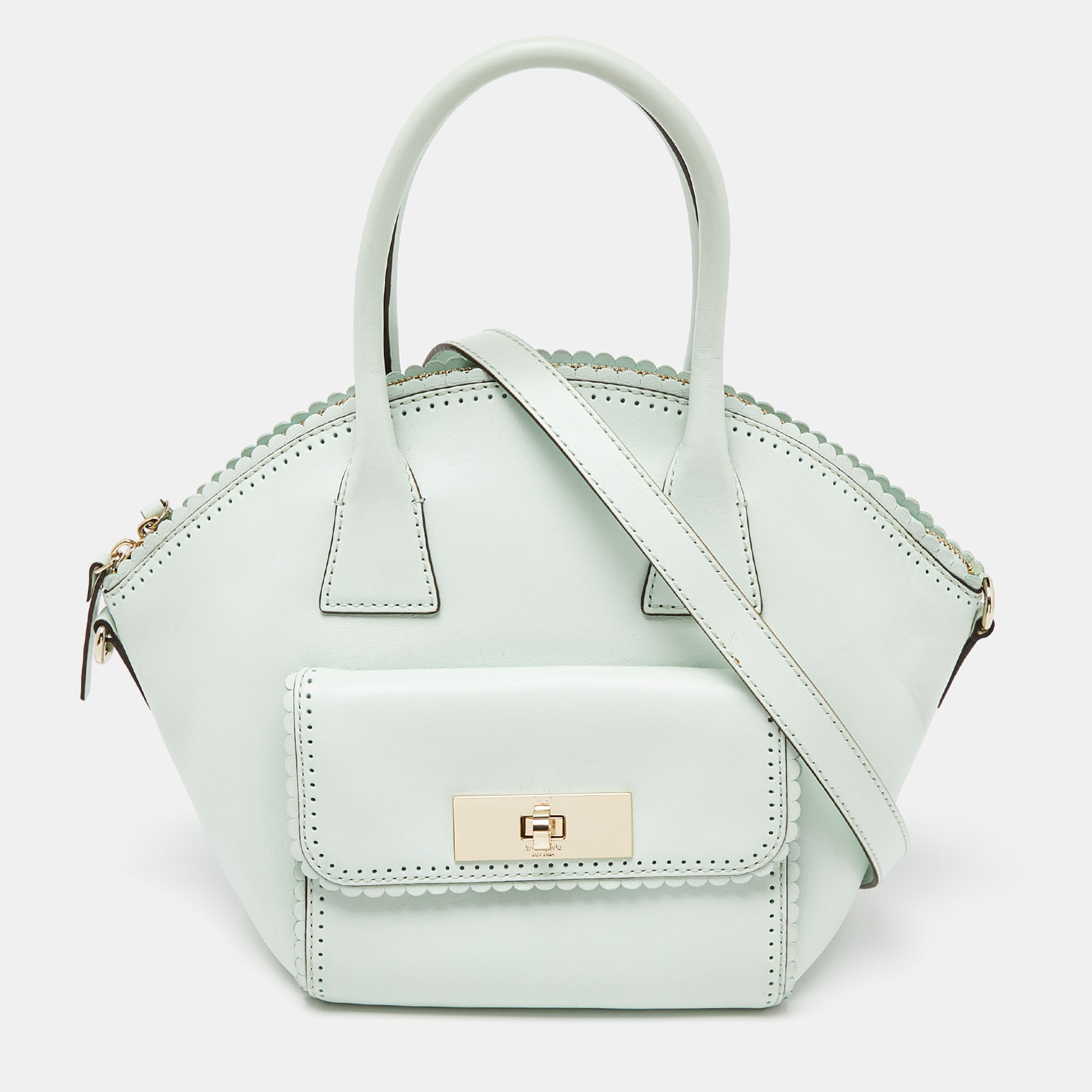 Kate Spade Mint Green Scalloped Leather Satchel