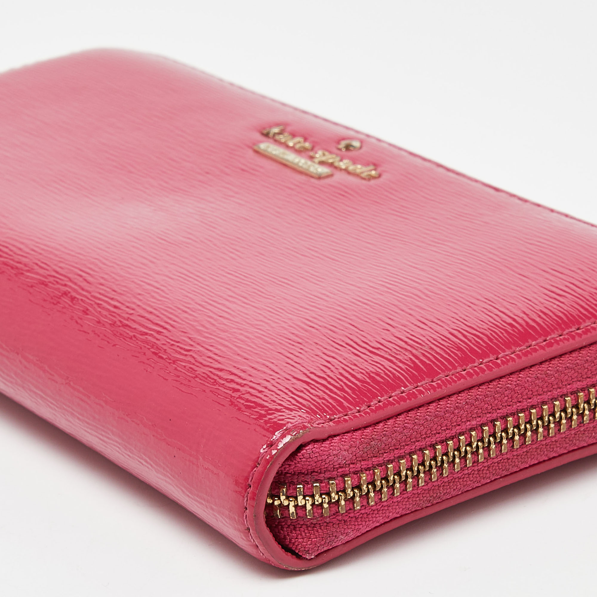 Kate Spade Pink Patent Leather Zip Around Continental Wallet