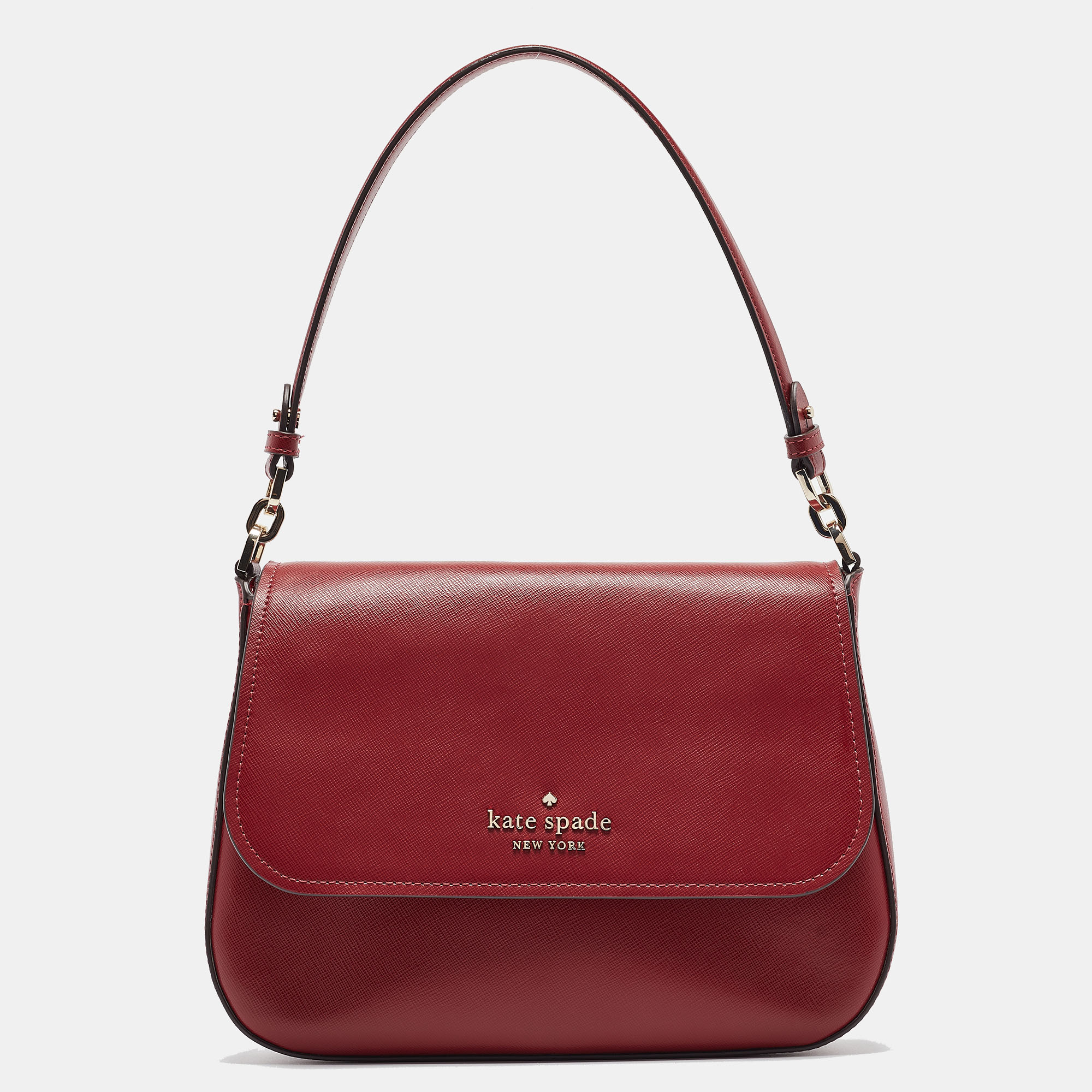 Kate spade red saffiano leather staci flap shoulder bag