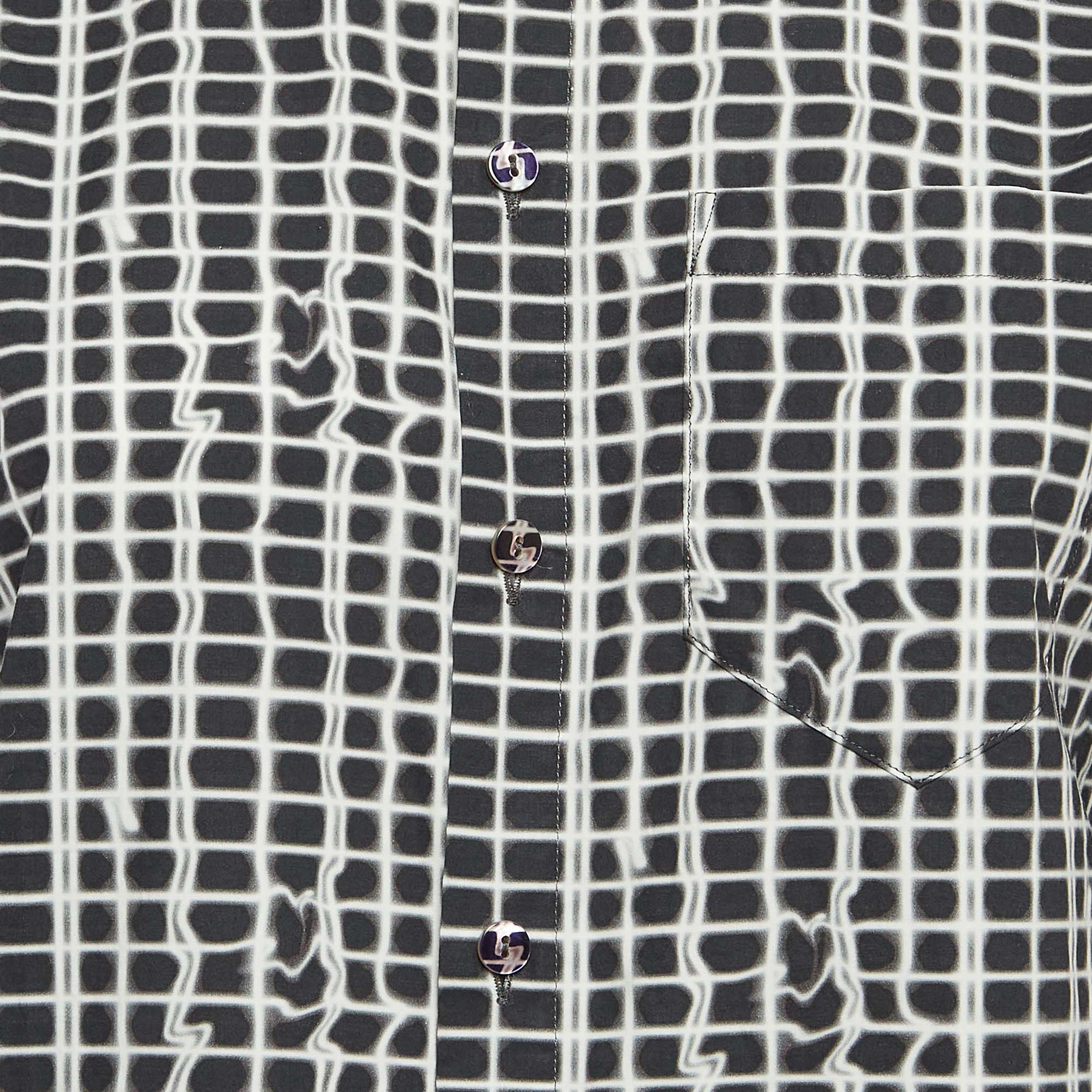 Kenzo Black/White Abstract Check Cotton Shirt M