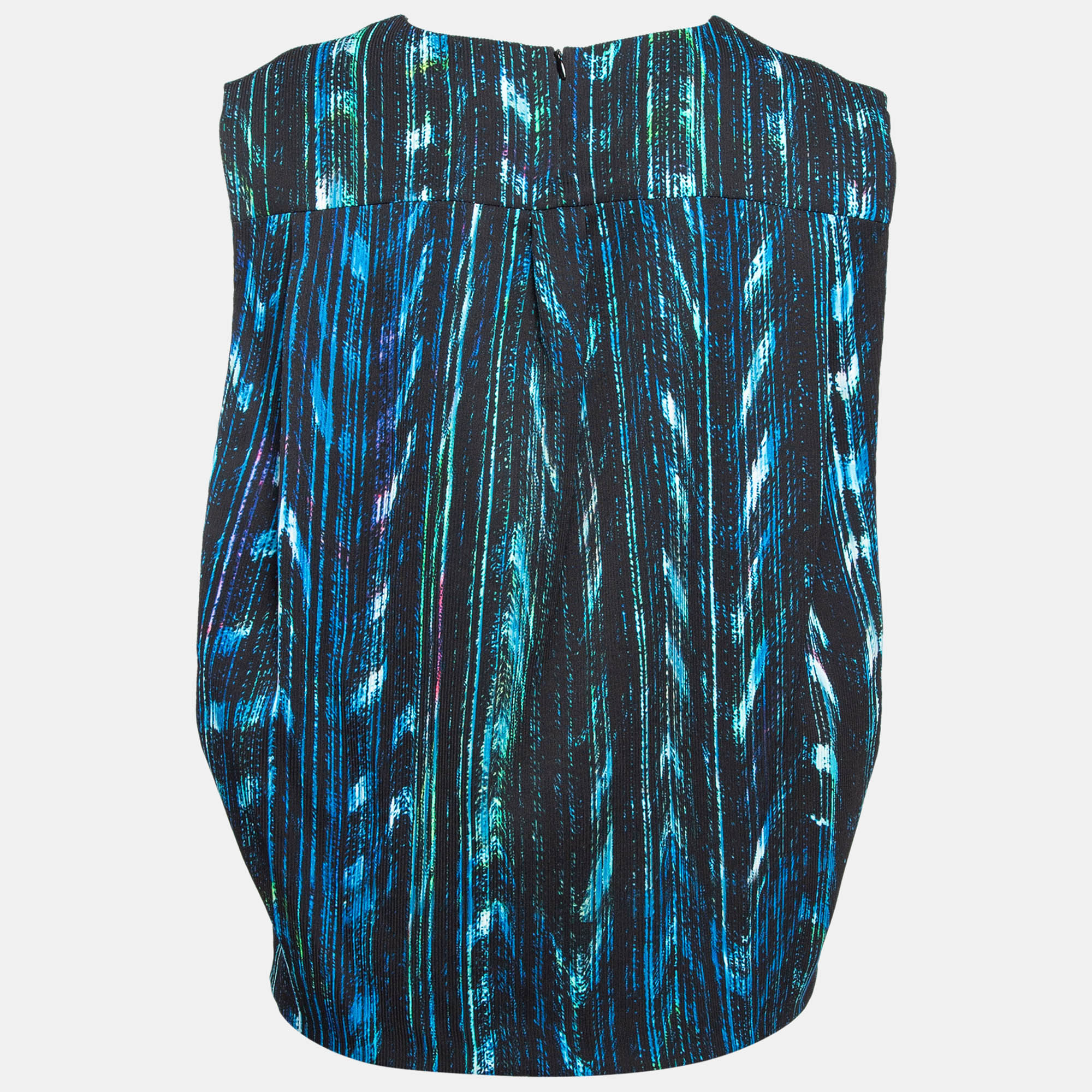 Kenzo Blue Printed Crepe Sleeveless Top M