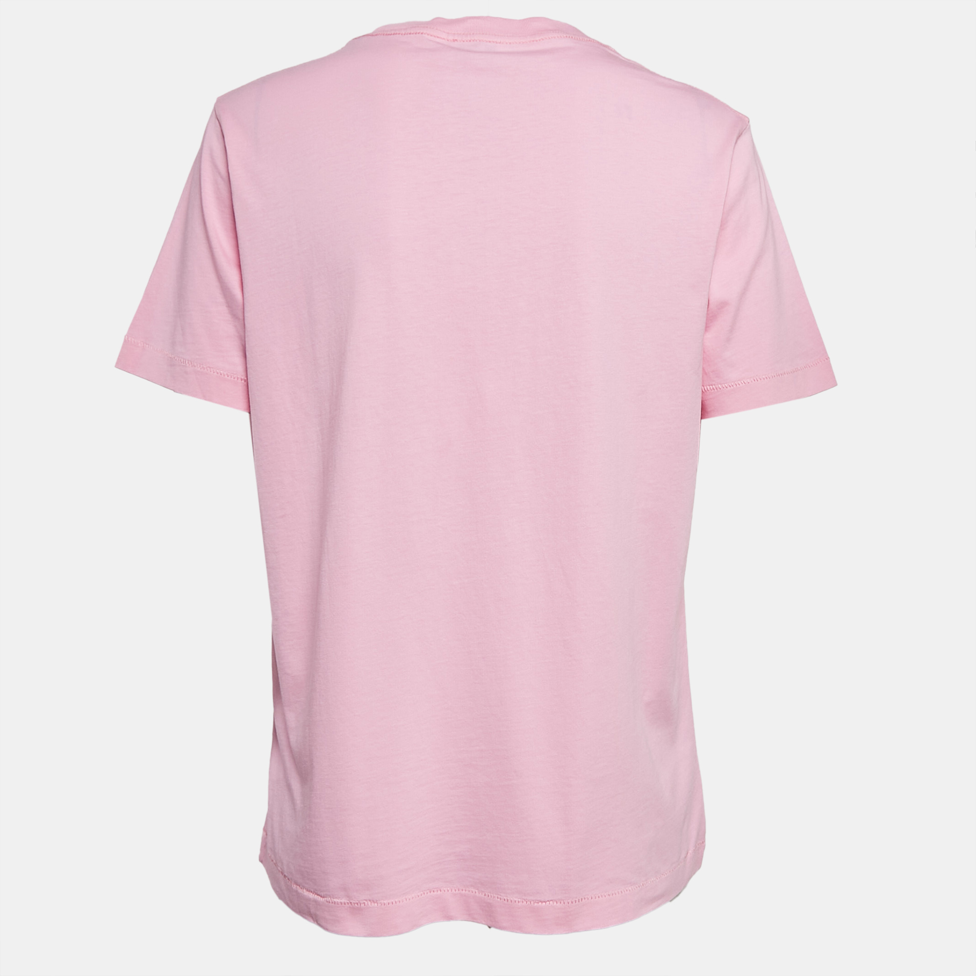 Kenzo Pink Logo Print Cotton Relax Fit T-Shirt S