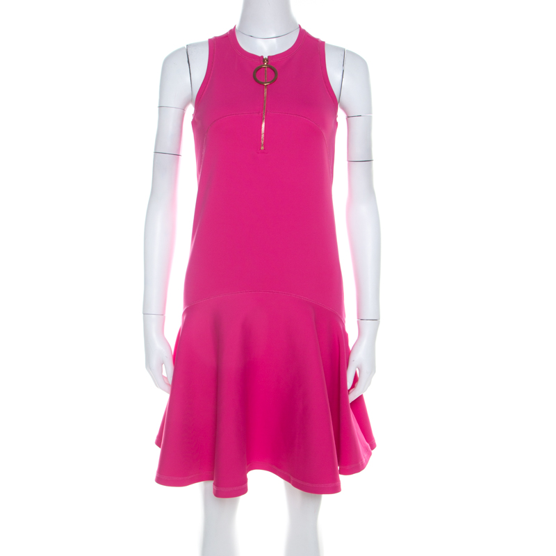 Image of Kenzo Pink Neoprene Drop Waist Sleeveless Dress XS