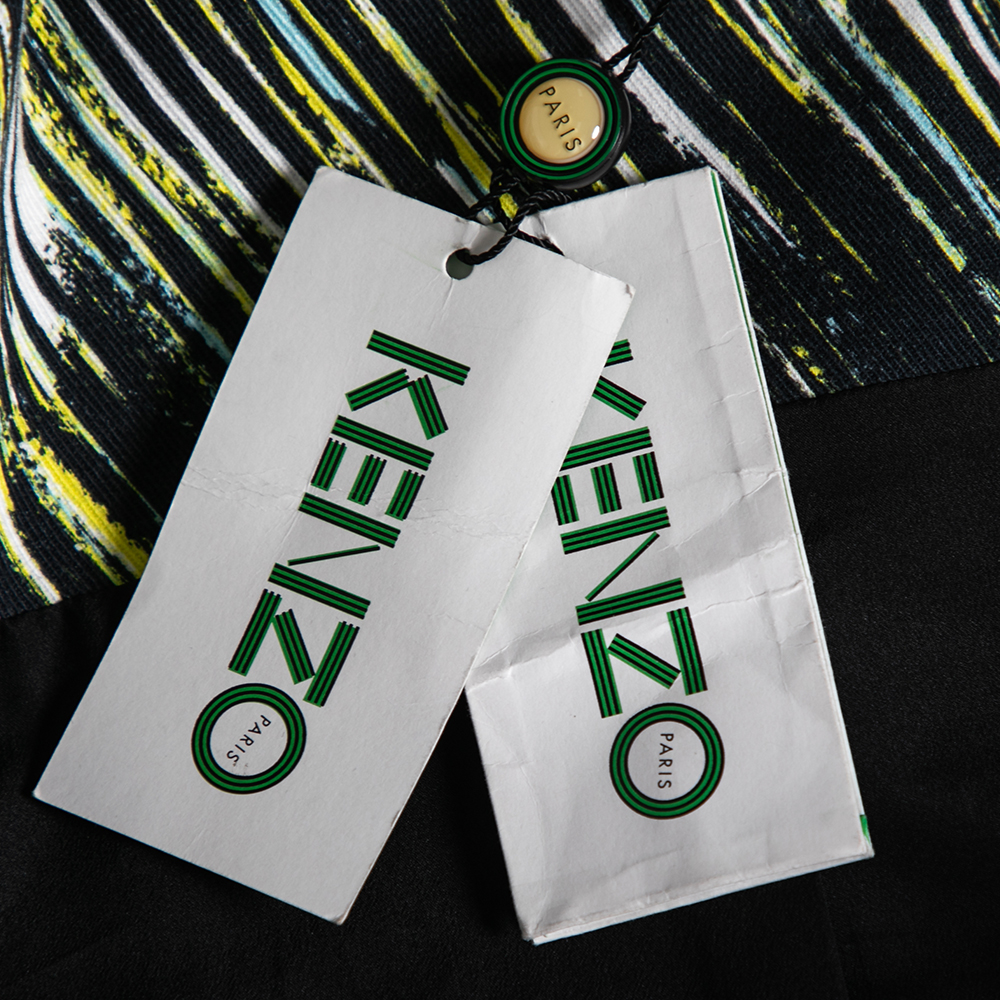 Kenzo Multicolor Printed Cotton Twill Zip Detail Long Sleeveless Jacket S