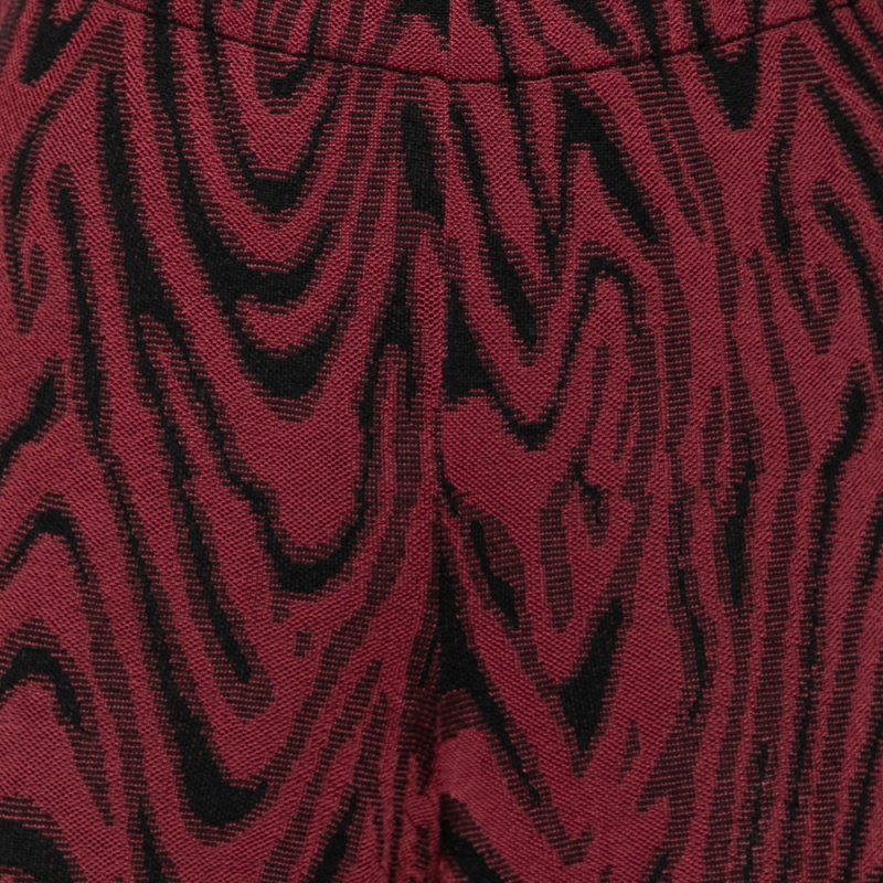 Kenzo Burgundy & Black Patterned Knit High Waisted Culottes S